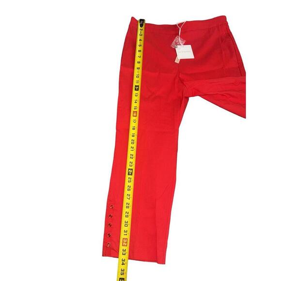 Zac & Rachel Crop Capri Pull On Pant Womens 10 Red Rayon Nylon Mid Rise Stretch - Picture 3 of 5